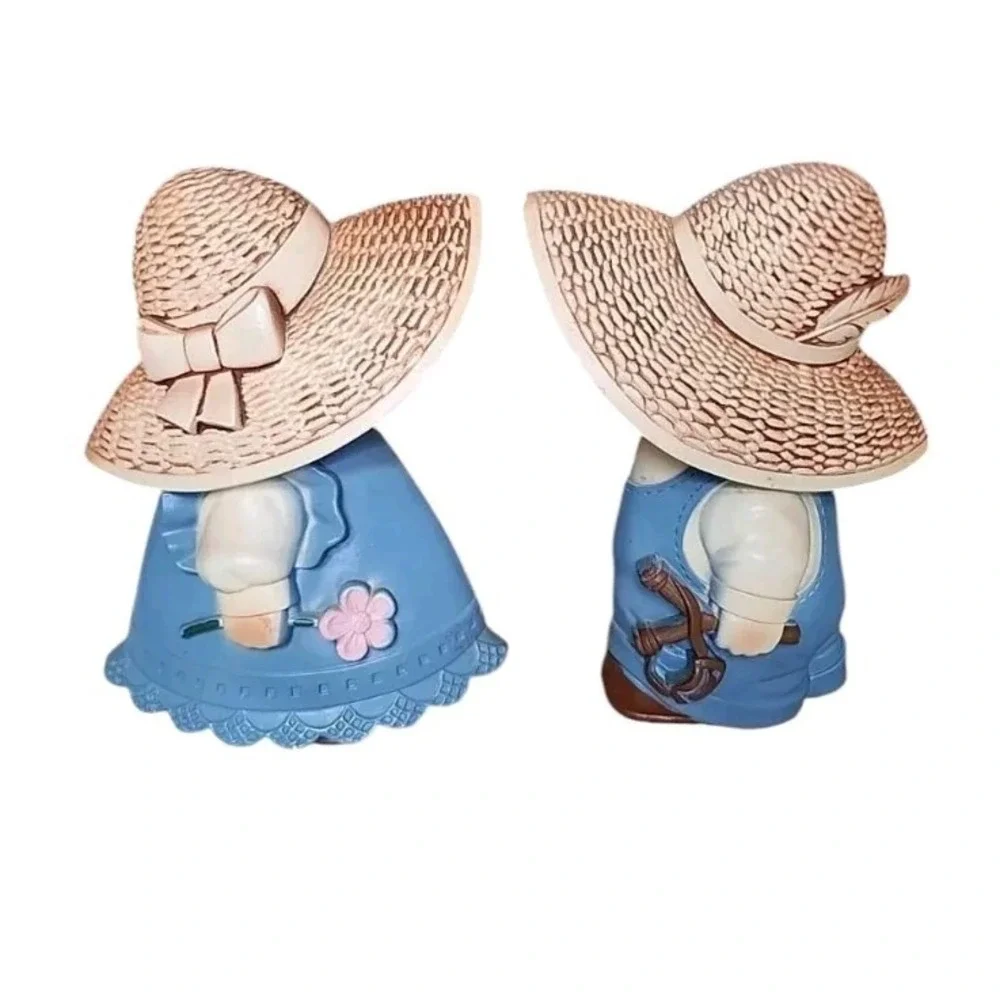 Vtg Miller Studio Hand Painted Chalkware Pioneer Boy & Girl Wall Hangings 7